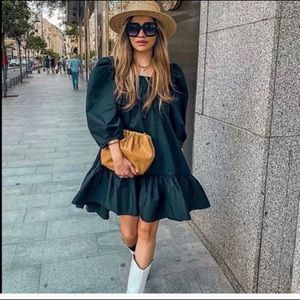 Hm puff sleeve black mini dress